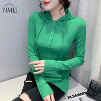 ➦YIMEI ฤดูใบไม้ร่วงแฟชั่นใหม่คลุมด้วยผ้าแขนยาวเสื้อยืดสตรีบาง Bottoming ของผู้หญิงด้านบน