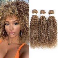 Honey Blonde Kinky Curly Human Hair Bundles SOKU ส่วนขยายการสานผมบราซิล 3/4PCS Bundles Deal Remy Human Hair Weave