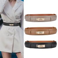 Ladies Belt Locked Type Genuine Leather Waistless Decorative Girdle Dress Narrow-Waisted