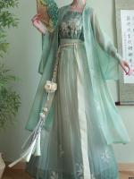 กระโปรงพลีท Youque ดั้งเดิม ] Hanfu ทุกวัน Xiaoshan สีเขียวเอวฤดูร้อนฤดูใบไม้ร่วงและระบบเพลง [ หญิงยาวฤดูใบไม้ผลิหมึกย้อมวัดแห้ง