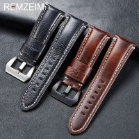 REMZEIM Watch Accessories Watchband 20 22 24 26 mm Watch Strap Blue Green Genuine Leather Watch Bracelets Stainless Steel Buckleby Hs2023