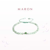 MARON - สร้อยข้อมือ (เชือกถัก) X อัญมณีมงคล เสริมดวงประจำวัน | My Lucky Stars Bracelet with Jade &amp; Chrome Diopsite เงินแท้ พลอยแท้ ชุบทองคำขาว White Gold