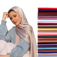 【CC】❦☬❃  Plain Color luxury silk Scarf Hijab Headband Female Cover Wrap for Muslim Hijabs Hair Scarves Headscarf
