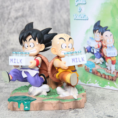 Dragon Ball Son Goku and Krillin Action Figure With Milk Model Dolls Toys For Kids Home Decor Gifts Collections