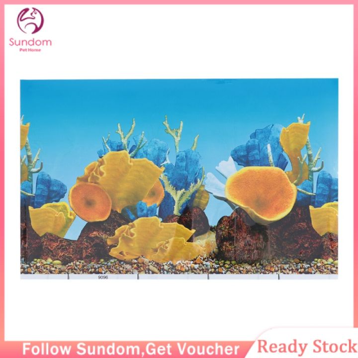 sundom-วอลล์เปเปอร์ตู้ปลาแบบมีกาวสองหน้าภาพตกแต่งจำลองสติ๊กเกอร์ติดผนังใต้น้ำตกแต่งฉากหลัง