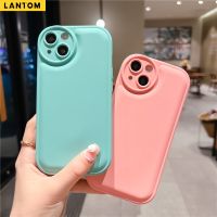 LANTOM กรณีโทรศัพท์มือถือกันกระแทกซิลิโคนอ่อนนุ่มสำหรับ iPhone 14 13 12 11 Pro Max XS XR X กรณีโทรศัพท์มือถือธรรมดาสีธรรมดาพร้อมการป้องกันเลนส์