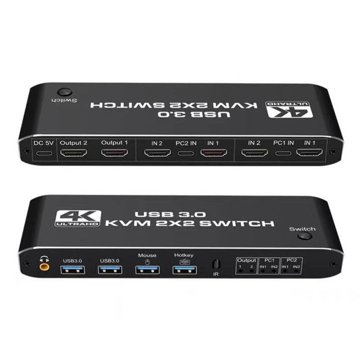 สวิตช์-kvm-สำหรับ-hdmi-จอภาพคู่4k-60hz-usb-3-0-kvm-สวิทช์2จอคอมพิวเตอร์แชร์2จอสำหรับแป้นพิมพ์แล็ปท็อป-pc