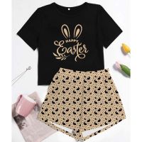 Cotton Womens Sleepwear Cute Cartoon Print Short Set Pijamas for Women Pajama Set Sweet Short Sleeve T Shirts &amp; Shorts Summer