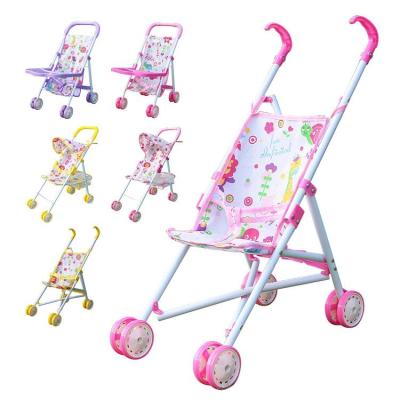 Toy Stroller Foldable Kid Stroller with Bottom Basket Dress Girls Stroller Ages 3 Kids Gift Toy Girl Doll Accessories girls Toy dependable