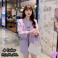 ?MYF มาใหม่?เสื้อสูท สีพื้น 4 สี ด้านข้างแต่งผ่าเก๋ๆ ไม่มีกระดุมหน้า ผ้ามอสเครป มีไซส์