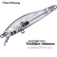 hot【DT】┇✾  Chan’sHuang 20PCS Unpainted Blanks Bait 70mm 4.7g Wobblers Floating Rattles Weight Inside Fishing Lures