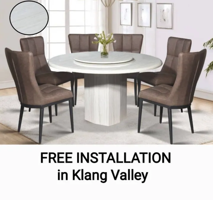 6 Seater Round Marble Dining Set, 6 Seater Round Dining Table Size In Feet