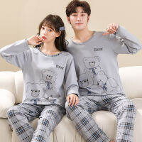 Lovers Home Clothes Knit Cotton New Long Sleeves Cartoon Girls Printing Pajamas M-4XL Fashion Couples Pajamas Pijamas De Mujer