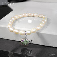 Lenya Jewelry  สร้อยข้อมือไข่มุก ประดับด้วย charm อัญมณีรูปปลา