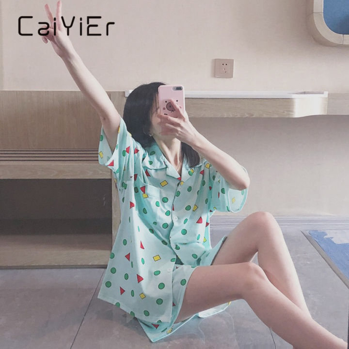 caiyier-casual-cute-pijamas-women-short-sleeved-cartoon-printing-sleepwear-suit-girl-pyjamas-homewear-two-piece-set-summer