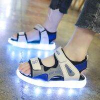 ❍▪ Summer new sandals children s sports light-emitting shoes boys usb rechargeable waterproof girls lights medium and larg