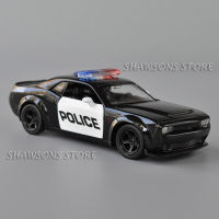 ดึงกลับรถของเล่นสำหรับของขวัญเด็ก 1:36 Scale Diecast Model Dodge Challenger SRT Demon Police Patrol Wagon