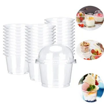 250ml Disposable Plastic Cups With Lids Salad Cup Transparent Plastic  Dessert Bowl Container With Lid For Bar Cafe Home Party