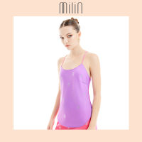 [MILIN] Scoop neckline M Milin logo crystal Spaghetti straps top เสื้อสายเดี่ยวคอเว้าลึกตกแต่งคริสตัลโลโก้ตัว M  มิลิน / Morning side Top