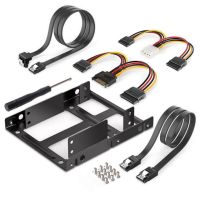 [Kuaile home furnishing]XT XINTE 2.5นิ้วถึง3.5นิ้ว2 Bay External HDD SSD Bracket Metal Mounting Kit Adapter รองรับ SATA Data Power Cables Set