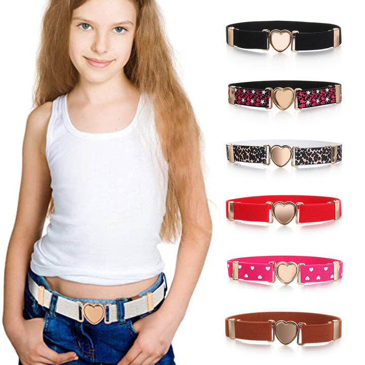 1 x Children Belt Kids Elastic Belts Girl Stretch Waist Belt Adjustable Heart Belt Uniform Belt