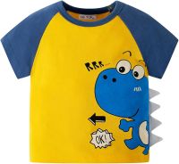 Kids Tops Boys Summer T Cotton T-Shirts Cartoon Dinosaur Graphic Girls Short Cotton Crewneck Tees 1-8 Years