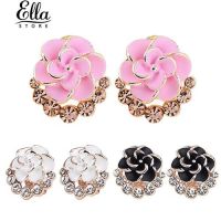 นางฟ้า Peony Camellia ดอกไม้ Rhinestones งานอัญมณีต่างหู Earrings Party