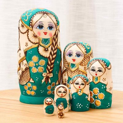1Set Chirstmas Nesting Dolls Color Painted Russian Matryoshka Doll Handmade Crafts Russian Nesting Dolls Baby Toy Kids Xmas Gift