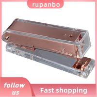 RUPANBO039392692 ชัดเจนเป็นพิเศษ เครื่องใช้ในสำนักงาน อะคริลิค โรสโกลด์ ที่เย็บกระดาษอะคริลิก บ้านในบ้าน ออฟฟิศสำหรับทำงาน