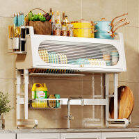 Spot parcel post Kitchen Sink Storage Shelf with Cabinet Door Countertop Dish Draining Rack Storage Dish Rack Adjustable Dustproof Dish