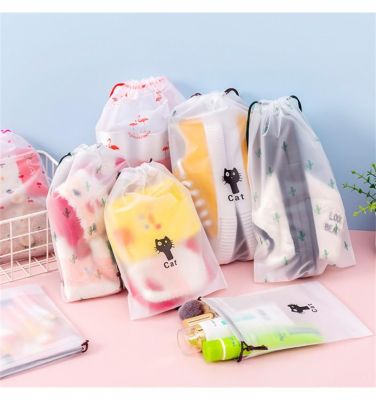 Portable Shoe Storage Organizer Travel Storage Bag Waterproof Transparent Plastic Storage Bag Drawstring Eco Bags Cosmetic Bags