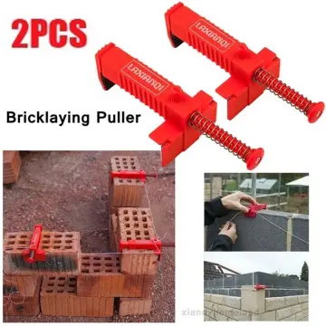 2 Pcs Brick Liner Runner Leveling Measure Wire Drawer Tool Fixer Brick Line  Clips Puller Wire Clamp For Building Construction Fixture(red Masonry Line  