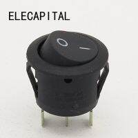 5Pcs Mini Round Black 3 Pin SPDT ON-OFF Rocker Switch Snap-in
