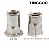 2/5/10 Buah M3 M4 M5 M6 M8 M10 M12 304 A2-70 Stainless Steel Hex Hexagon Datar Countersunk Kepala Mengikat Rivet Nut Masukkan Nutsert