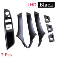 Black-7Pcs Black-7Pcs มือจับประตูรถภายใน LHD เหมาะสำหรับ BMW 5ชุด F10 F11 520D 525D 530D แผงด้านในแผ่นครอบดึง535I