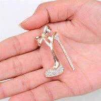 hang qiao shop   Crystal Badge Women Jewelry High Heel Brooch Statements Exquisite Luxurious