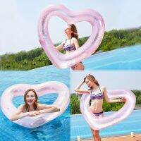 Sequined Pink Heart-Shaped Swimming Ring Love Adult Romantic Swim Tools Lifebuoy Inflatable Water Sports Equipment