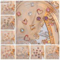 MICACOH วัสดุทำเล็บ Bowknot Nail Rhinestones โบว์เครื่องรางเล็บศิลปะเล็บการตกแต่งศิลปะความรักหัวใจอุปกรณ์ทำเล็บ Zircon หวาน