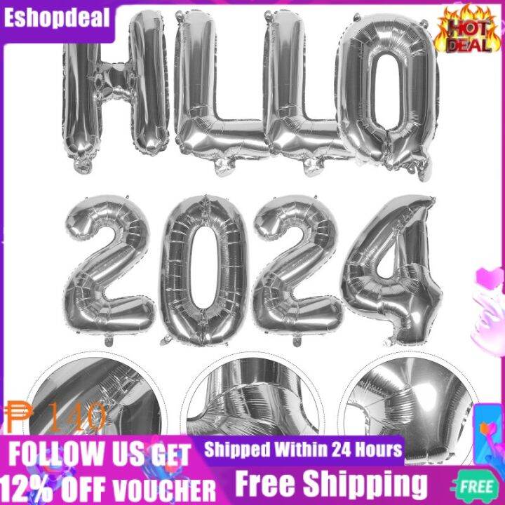 Eshopdeal【Ready Stock】 Prom 2024 Balloon Numbers Aluminum Film New Year ...