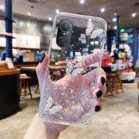 เคสโทรศัพท์สำหรับ Huawei Nova 9 SE ผีเสื้อนุ่มโปร่งใส Huawei Nova กากเพชรส่องแสงเป็นประกายวิบวับ9ฝาปิด SE