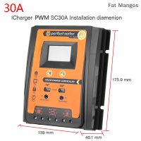 ✨[มะม่วง] เครื่องควบคุมการชาร์จเซลล์แสงอาทิตย์ PWM 12/24V 30/50/70A เรกูเลเตอร์แบตเตอรี่ USB คู่5V LCD