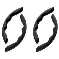 [Automobile accessories] ที่ครอบพวงมาลัยควบคุมหนังกลับชนิดนิ่มรถอเนกประสงค์4ชิ้น,ป้องกันกันลื่นสำหรับรถจี๊ป Benz DGE ฯลฯสีดำ