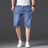 2023 Mens Cotton Thin Denim Ruched Short Pants New Fashion Summer Male Casual Low Waist Short Jeans Shorts Stretch Pant