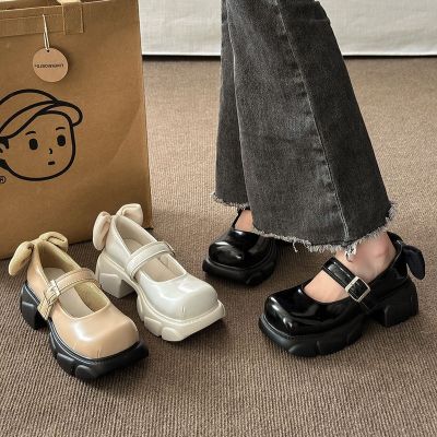Mary Jane is thick with western style restoring ancient ways is comfortable big French single shoes odor-proof slippers female shoes with Korea in the department