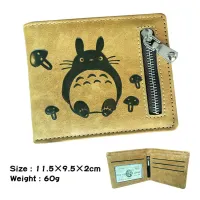 TOTORO กระเป๋าเก็บบัตร PU หนังคลิปเงินเด็ก Dompet Koin พิมพ์ Bifold/ซิปการ์ตูนตัวอักษรกระเป๋าสตางค์สำหรับเด็กหญิงเด็กชายผู้ชายผู้หญิงอะนิเมะเสื้อยืดกระเป๋าเงินใส่เหรียญทรงสั้น Dompet Koin 0000