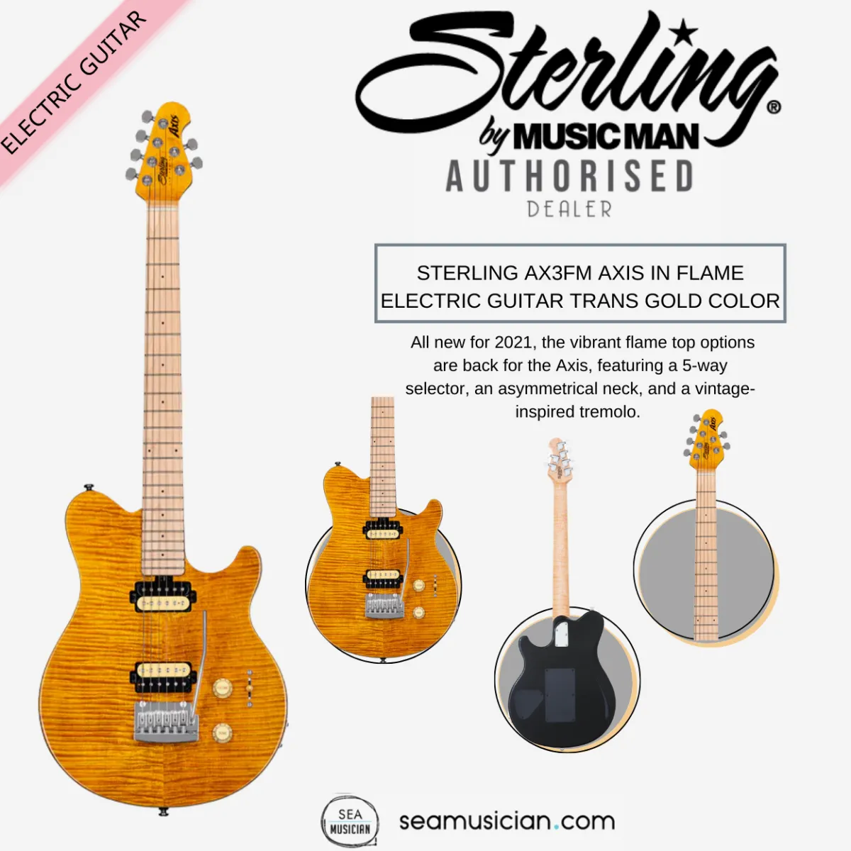 Sterling by Musicman AX3FM Trans Gold アクシス エレキギター ...