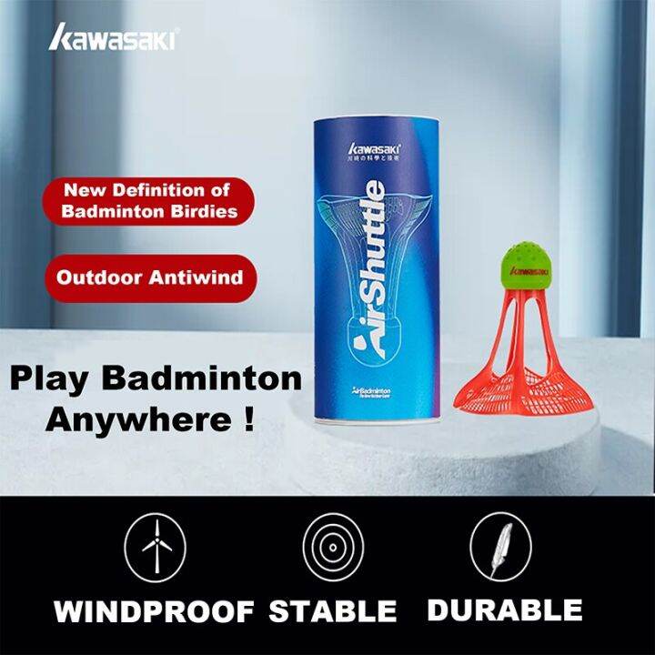 kwasaki-2022-new-original-airshuttle-outdoor-badminton-airshuttle-plastic-ball-nylon-shuttlecock-badminton-ball-3pcs-pack