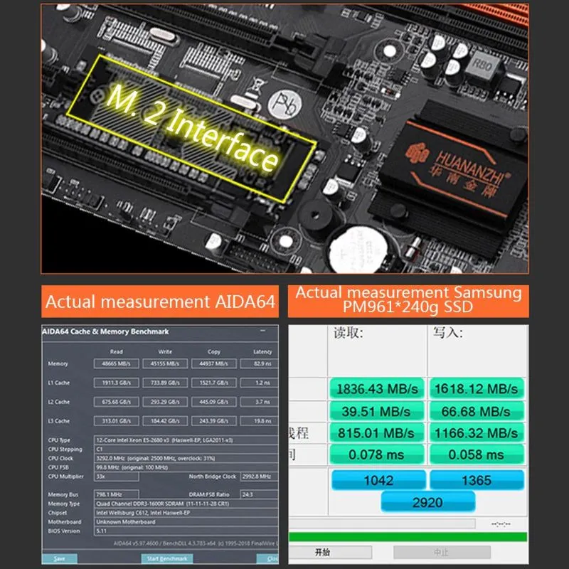 Huananzhi X79-8D Motherboard Intel Dual CPU LGA 2011 E5 2689 2670
