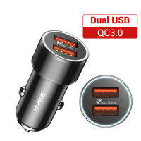 Baseus เครื่องชาร์จชาร์จแบบเร็วสำหรับรถในรถยนต์แบบสองแท่นชาร์ต Usb แบบเร็ว Qc 3.0ตัวชาร์จไฟสำหรับ Iphone เร็ว Usb Type-C Pd ขนาด36วัตต์