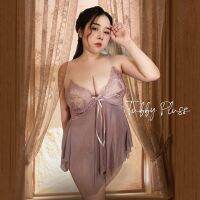 Anycute พร้อมส่ง ชุดนอนผ้าตาข่ายแหวกหน้าสาวอวบ 3XL (ไม่ระบุชื่อหน้าซอง) Plus size night dress women sleepwear ชุดนอน ไม่ได้นอน adult fun ชุดนอนสาวอวบ Oversized curvy nightgowns